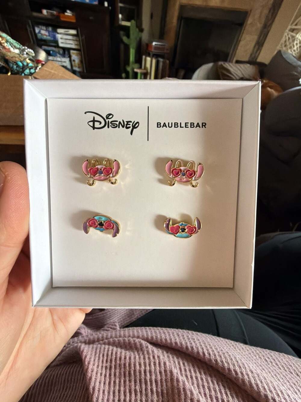 Disney Baublebar Stitch Heart Eyes Earring Set